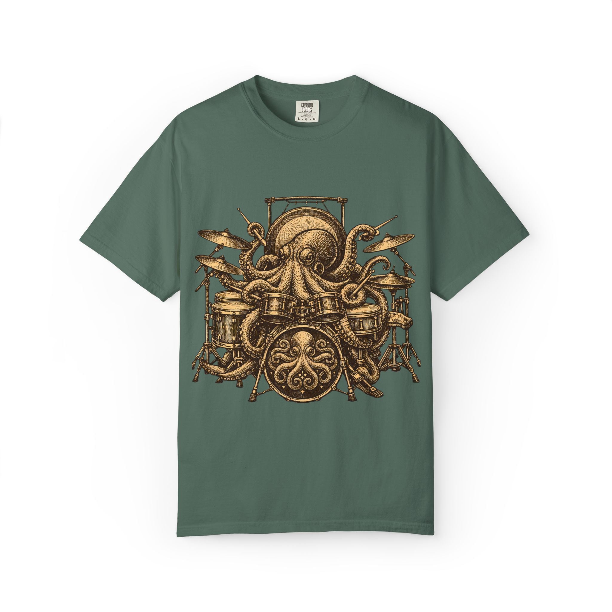 Octopus Drum Kit T-Shirt — Vintage Nautical Music Tee