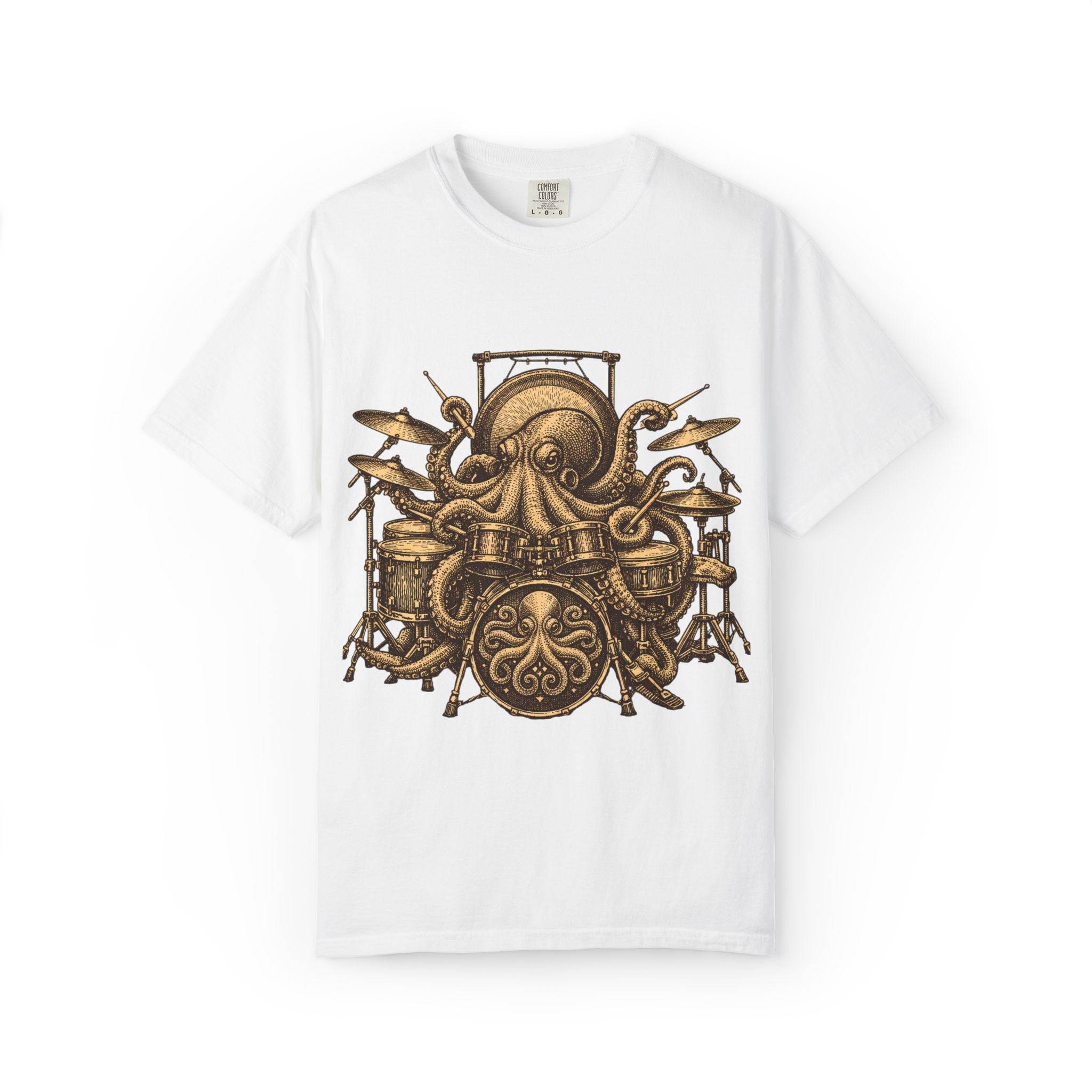 Octopus Drum Kit T-Shirt — Vintage Nautical Music Tee
