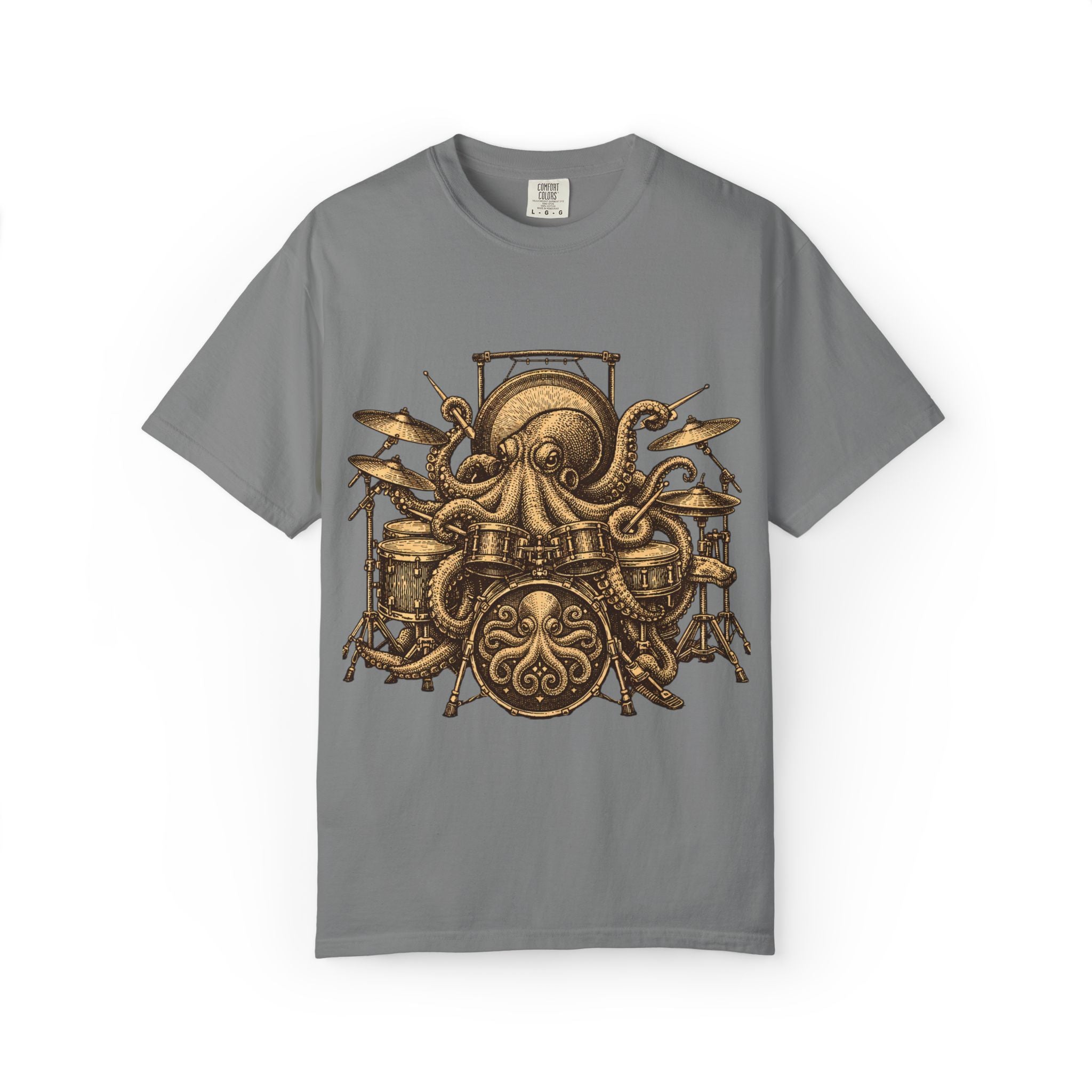Octopus Drum Kit T-Shirt — Vintage Nautical Music Tee