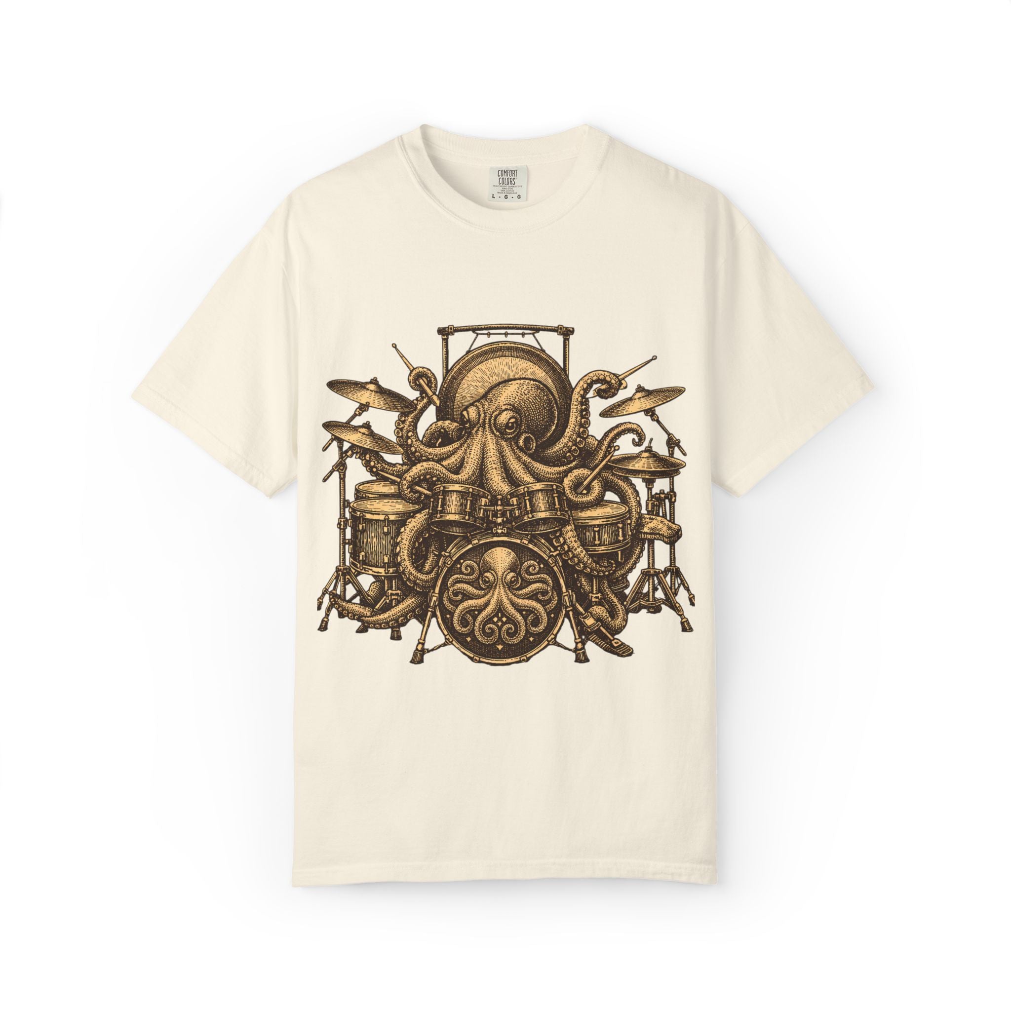 Octopus Drum Kit T-Shirt — Vintage Nautical Music Tee