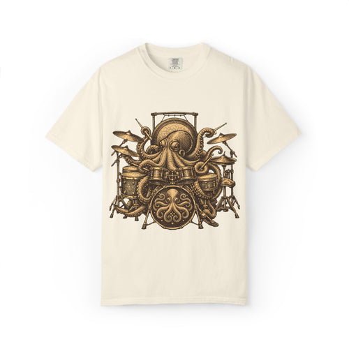 Octopus Drum Kit T-Shirt — Vintage Nautical Music Tee