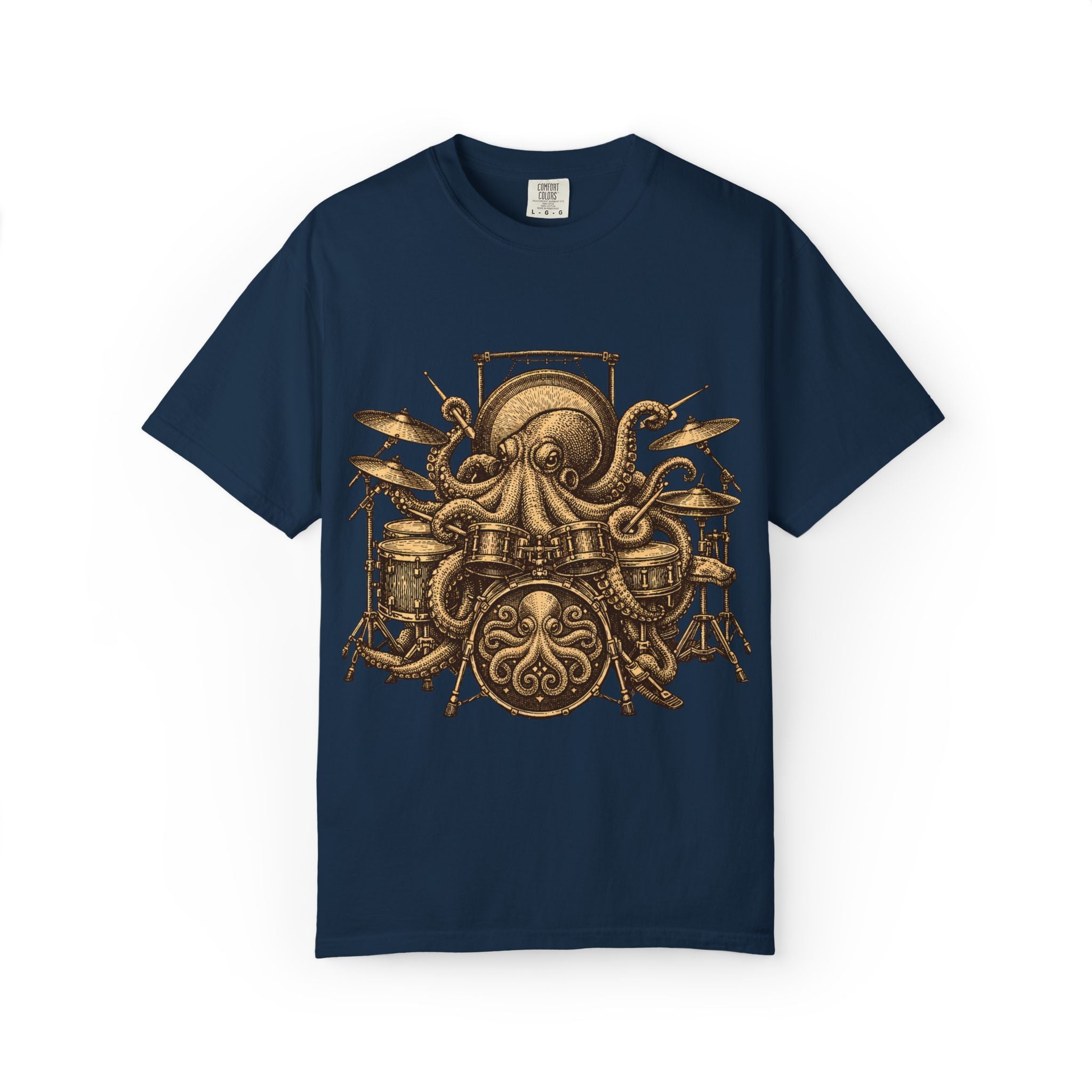 Octopus Drum Kit T-Shirt — Vintage Nautical Music Tee
