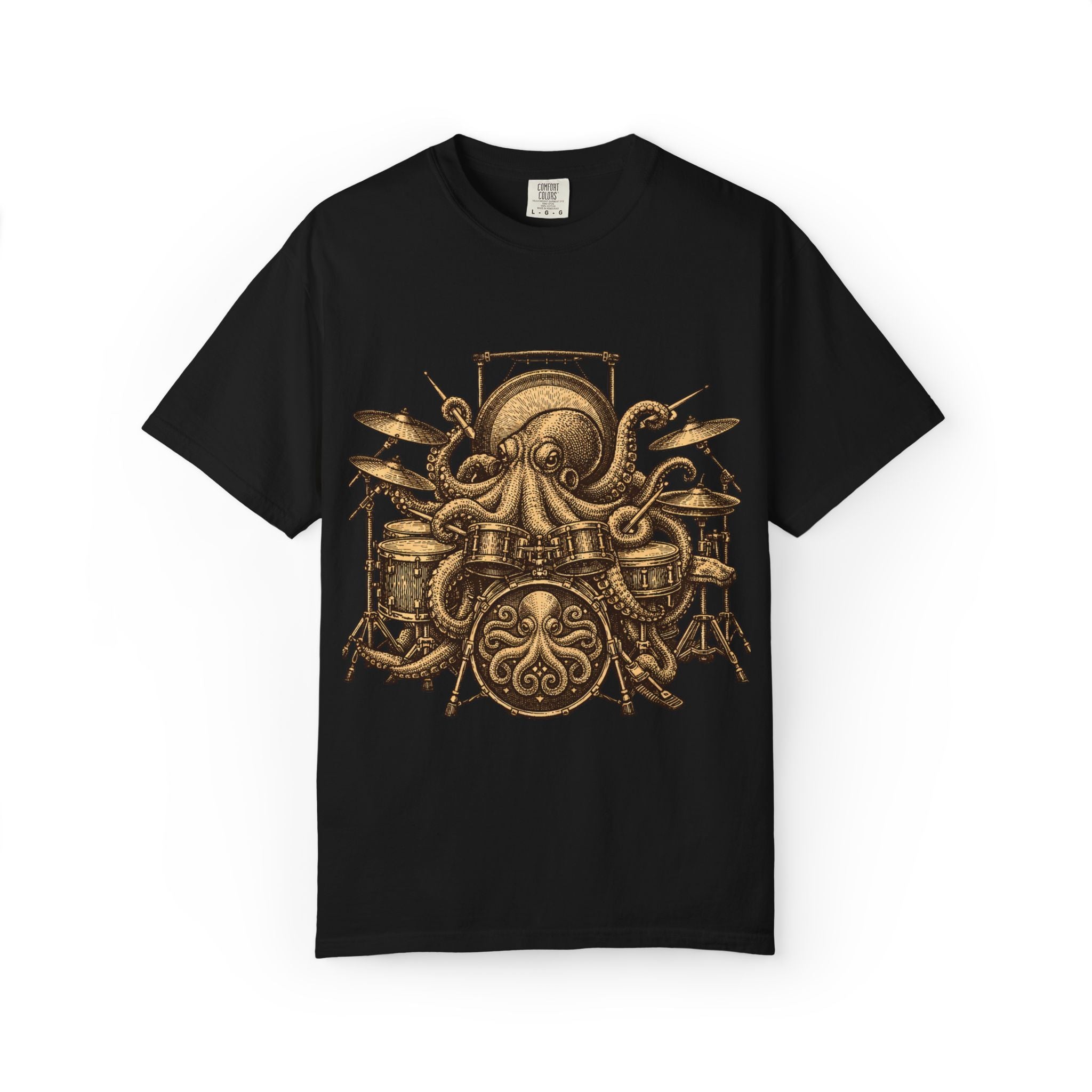 Octopus Drum Kit T-Shirt — Vintage Nautical Music Tee