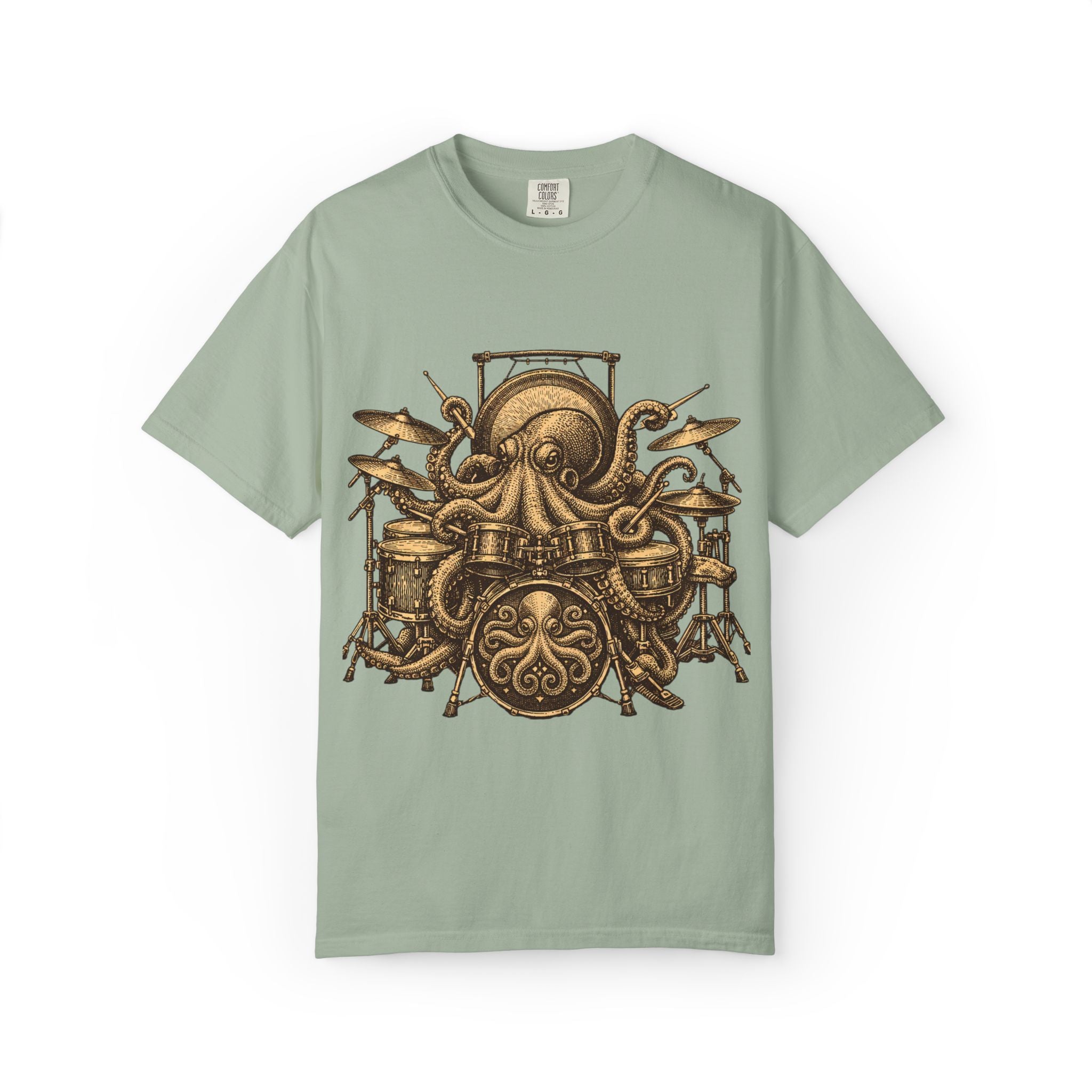 Octopus Drum Kit T-Shirt — Vintage Nautical Music Tee