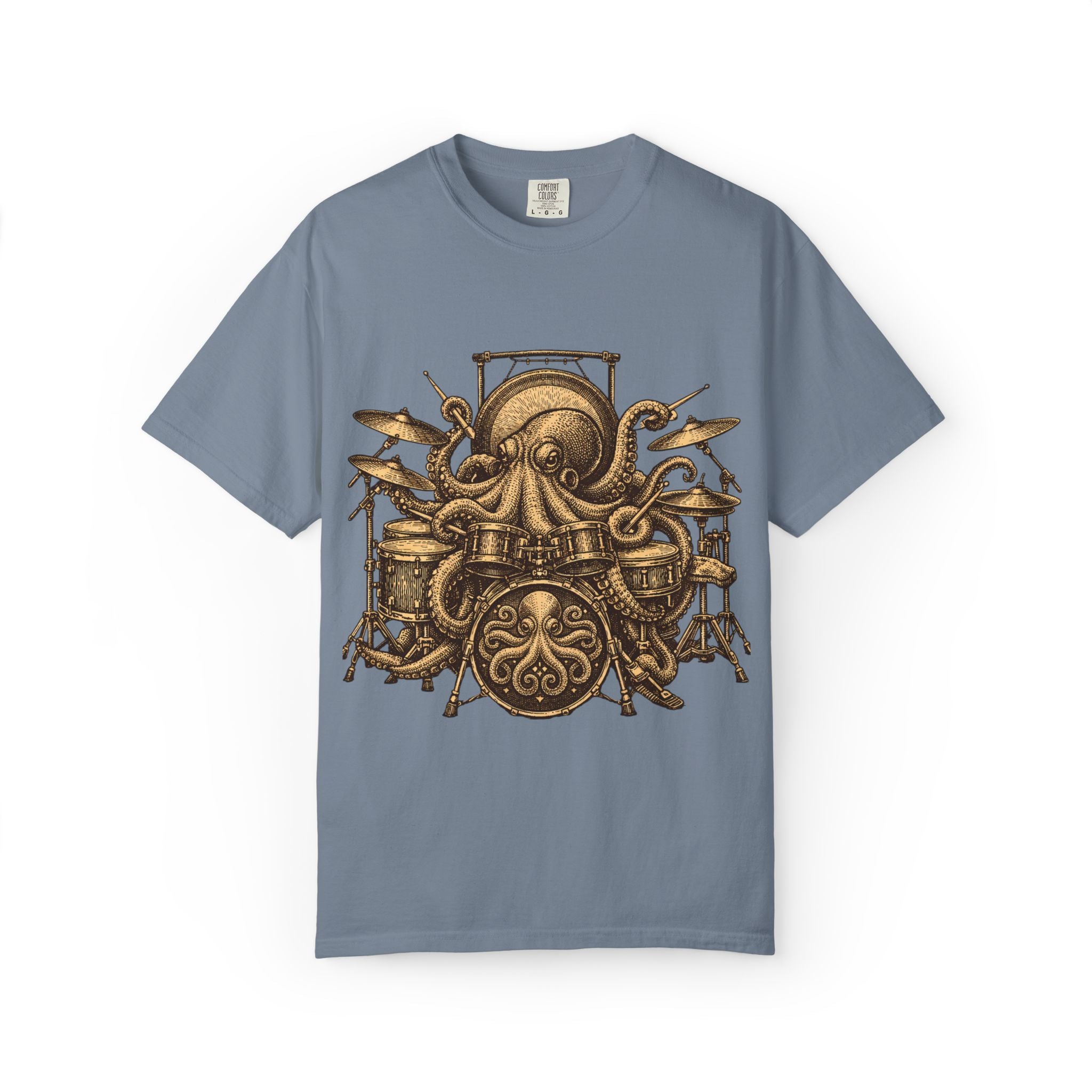 Octopus Drum Kit T-Shirt — Vintage Nautical Music Tee